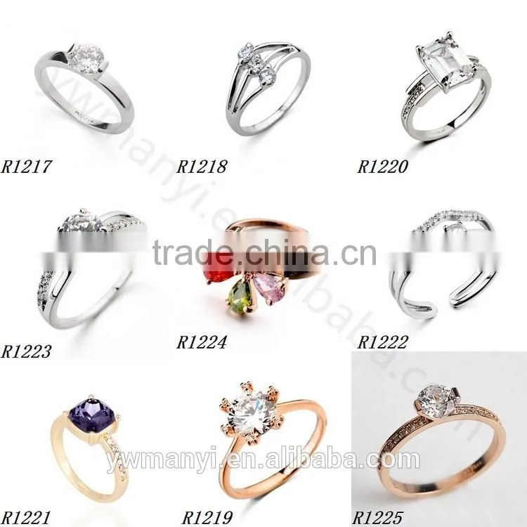 Fashion rhinestone ring ripple alloy plated gold/silver ring R204