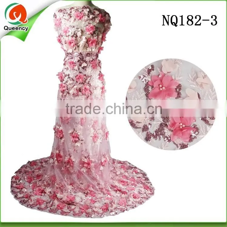 beaded and sequined african lace fabrics purple NQ182-6 embroidered tulle lace