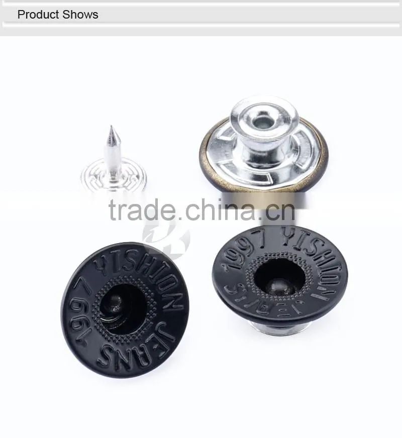 Custom Made Embossed Metal Shank Brass Black Button With Logo
