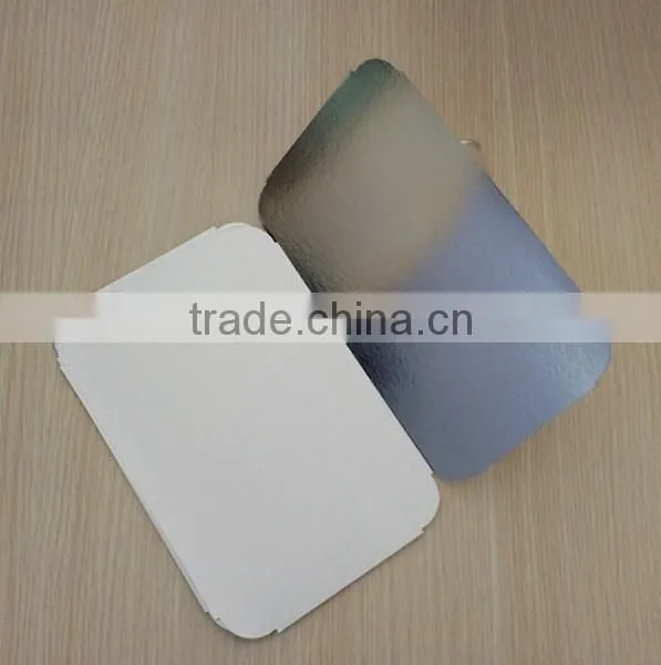 Foil board lids for disposable aluminum contaniers