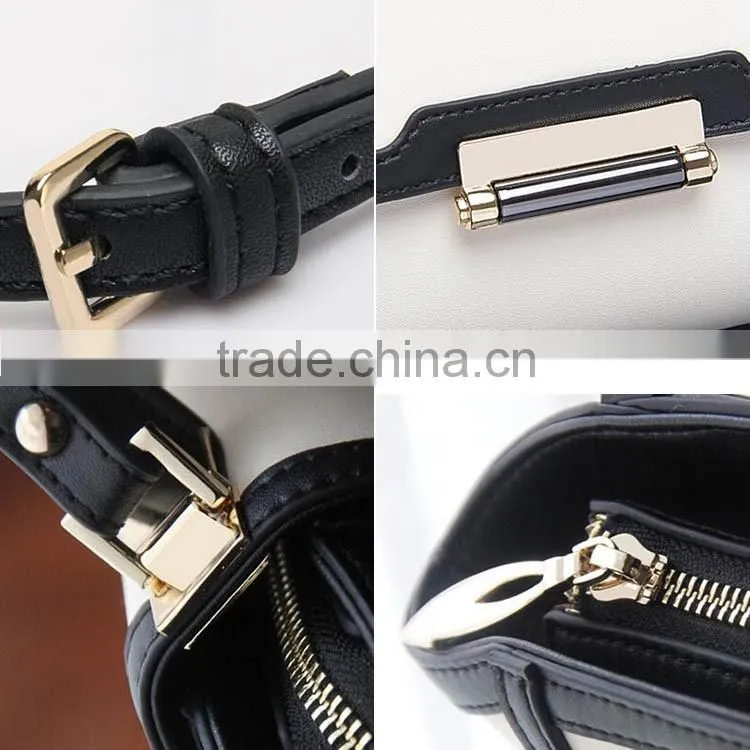 Wholesale PU leather women bags trendy trapeze bags fashion casual lock handbags