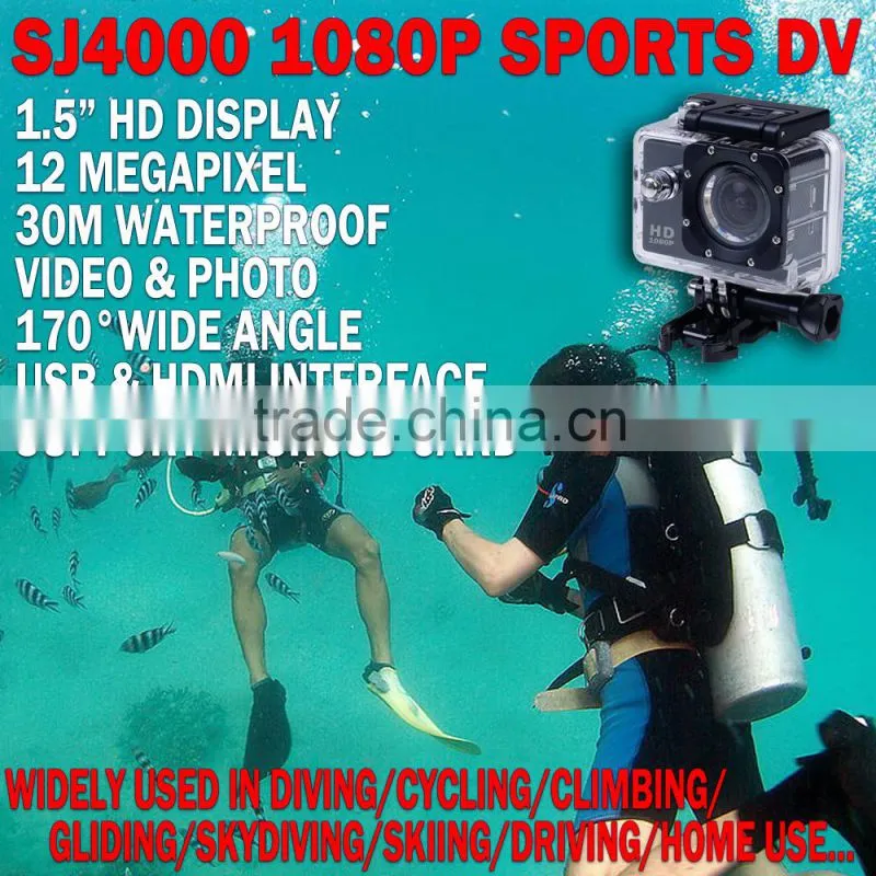1080P Cam Action Helmet 12MP 30m Waterproof Diving HD DV SJ4000 Sports Camera