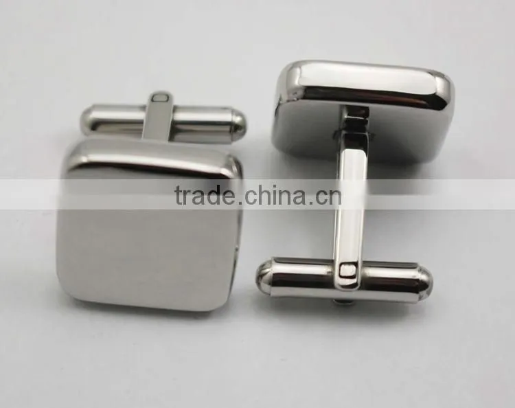 Silver metal Thick cufflinks blanks custom Square cufflinks engravable