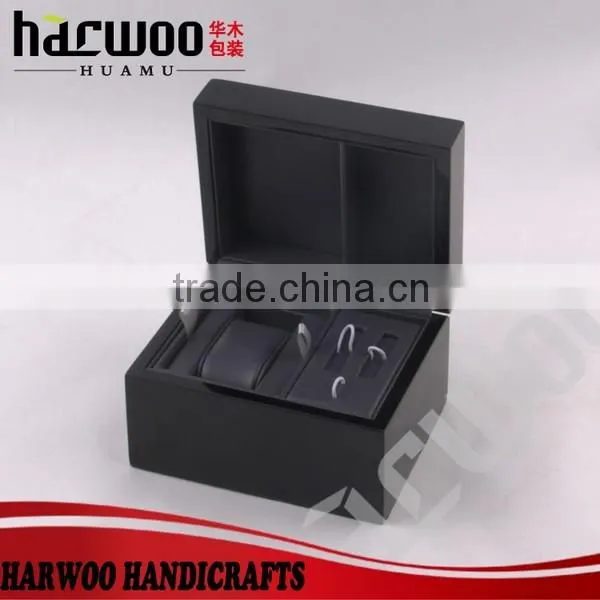 2016 new design hot popular wooden watch box,wooden watch box with small strap,single pine wood watch box