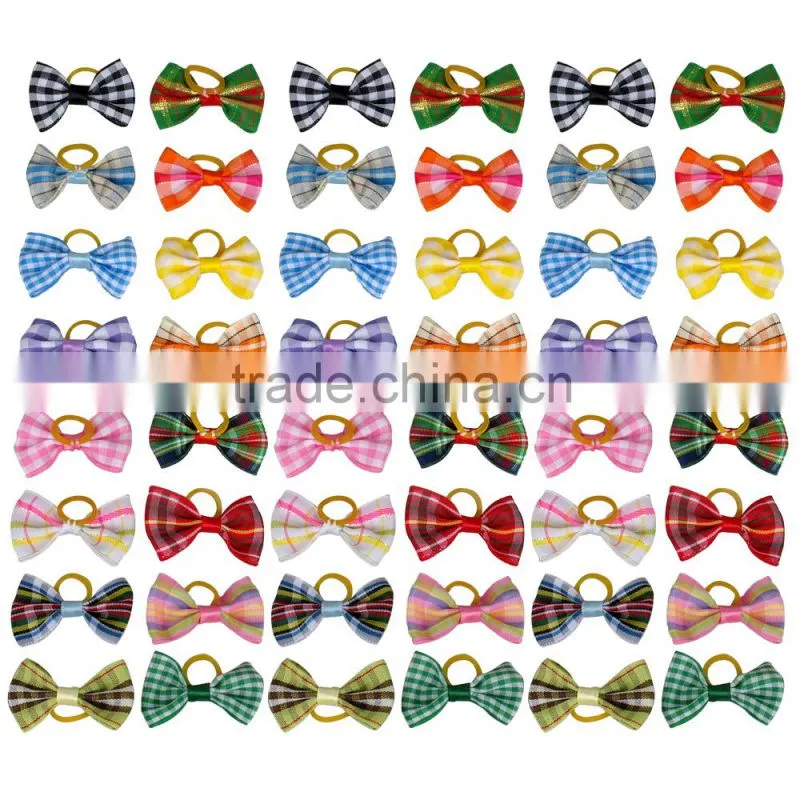 Grid Pattern hair bows for puppies wholesale dog boutique hair bows