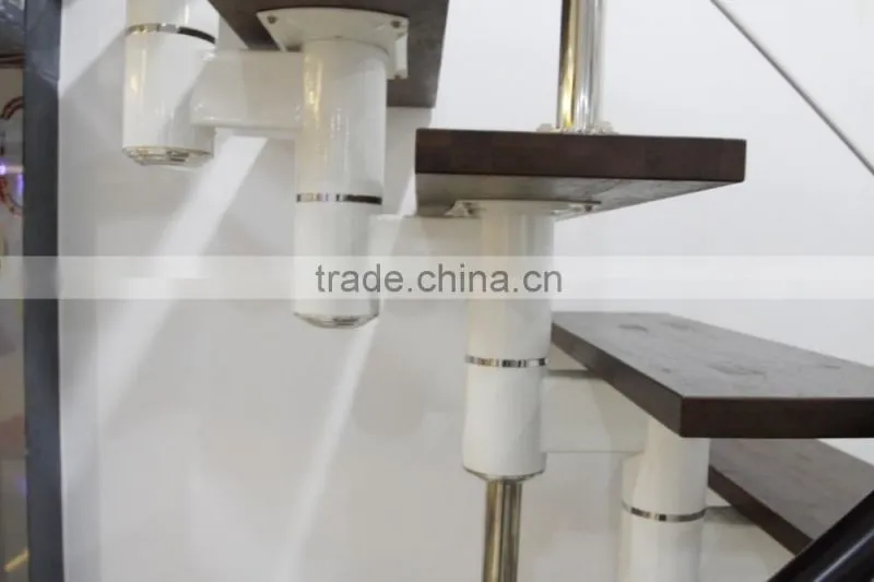 indoor stainless steel wood straight stairs with glass tread