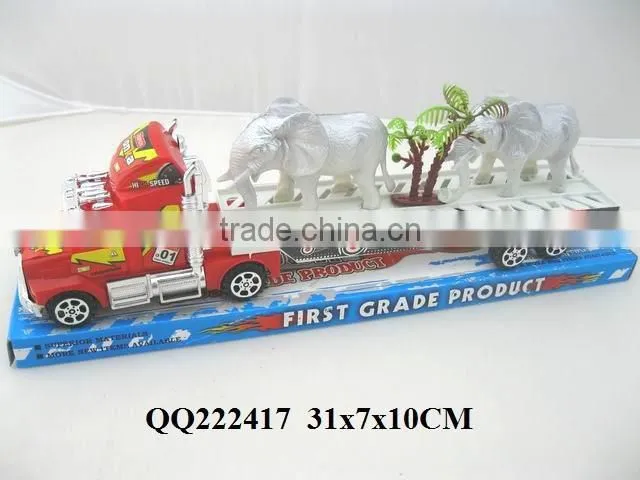 Newest Kids plastic Friction trailer with 2 truck,friction car for kids