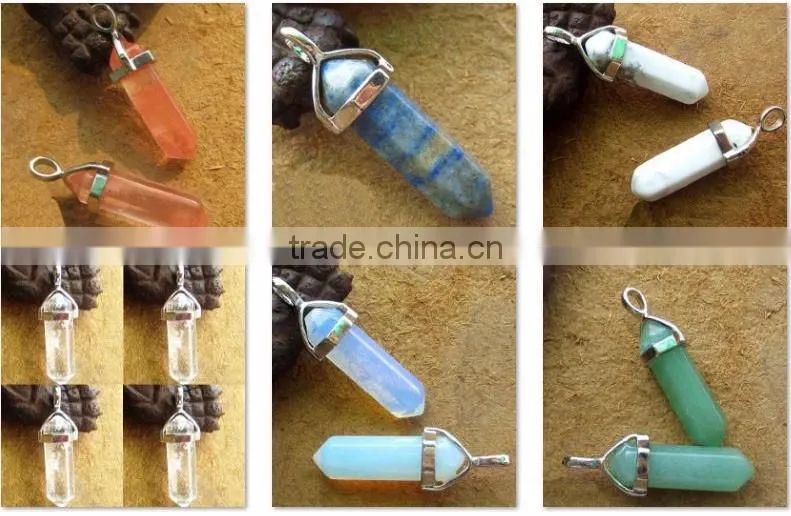 Natural Rhinestones Jewelry Pointed Crystal Hexagonal Pendant Necklaces Beads