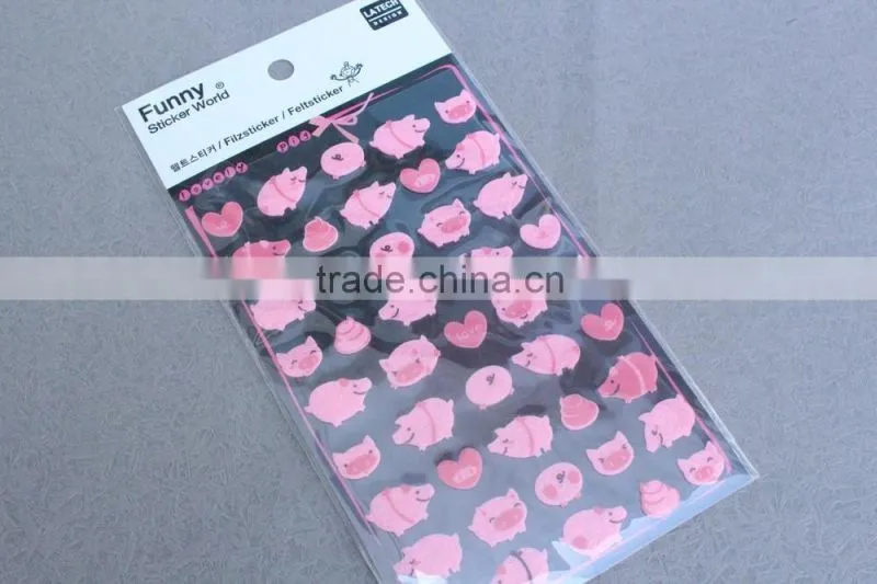 Cheap wholesale funny kids felt sticker/New design hot sale for kids felt sticker