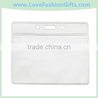 Clear Vinyl Horizontal Event Badge Holder With Cord
