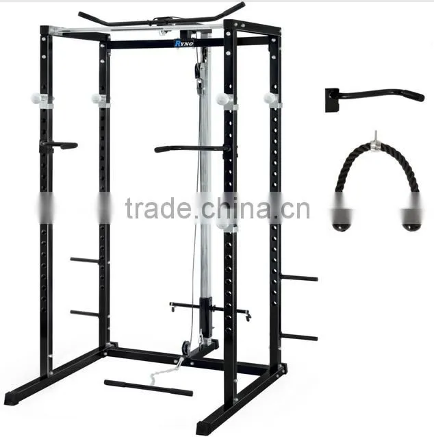 ULTIMATE POWER RACK SQUAT CAGE GYM w/LAT PULL DOWN / SEATED ROW / ARM CURL/ TRICEP ROPE/ DIP HANDELS