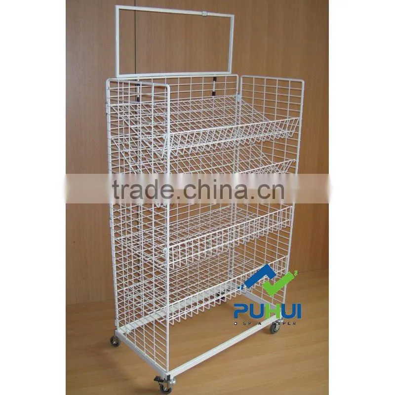 universal purpose floor mobile wire shelving stand with good quality