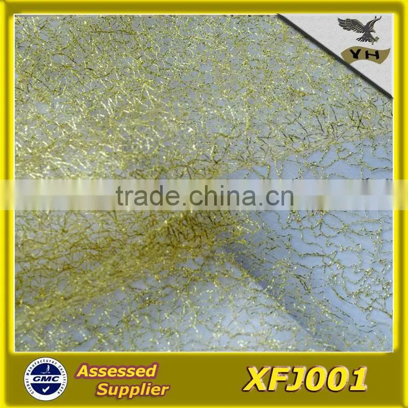 polyester irregular mesh fabric with gold design or silver design