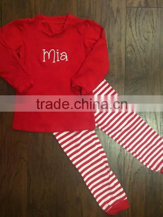 christmas pajamas kids/organic cotton pajamas with stripe
