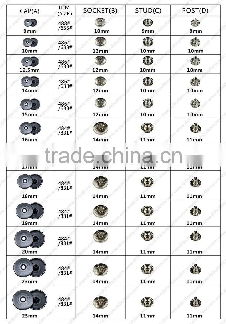15mm Metal brass snap button antique brass button for fashion clothing