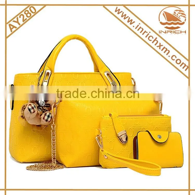 2016 New designer China high quality elegent PU leather bags set women tote bags 4 pcs women handbags set for