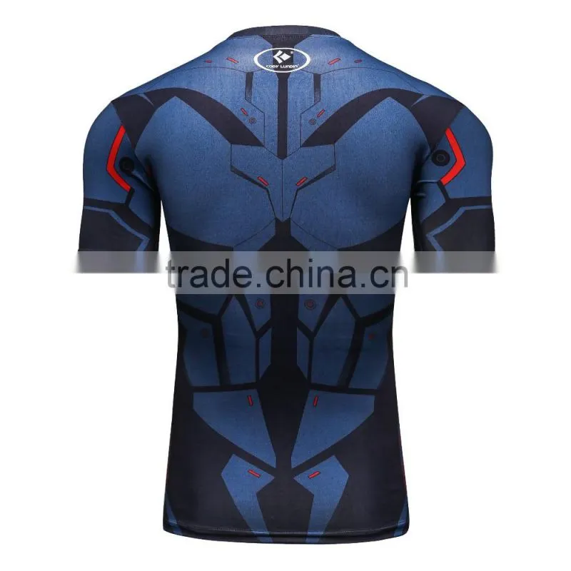 Avengers superman/bat-man marvel cartoon super hero clothing apparel men's slim fit digital print round neck short sleev t shirt