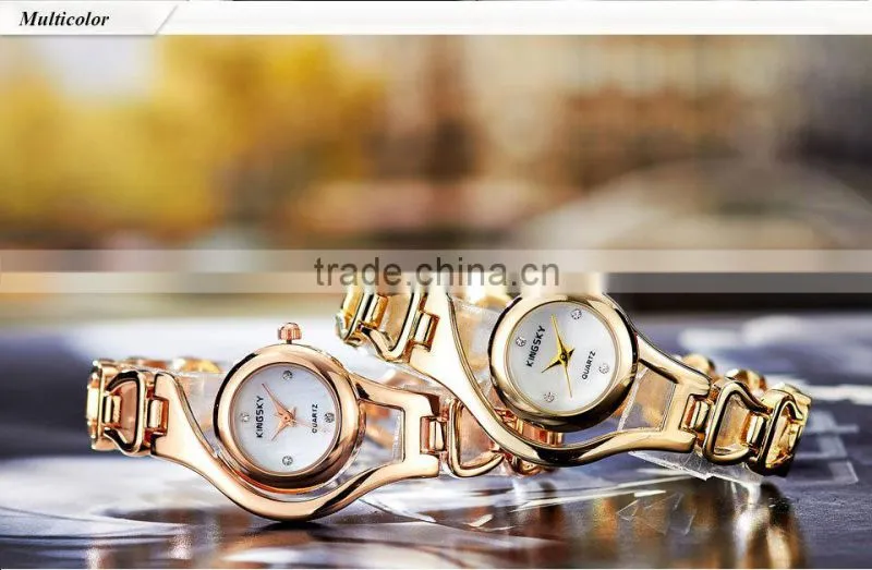 Kingsky KY070 Fashion Design Gold Plated Beautiful Ladies Watch