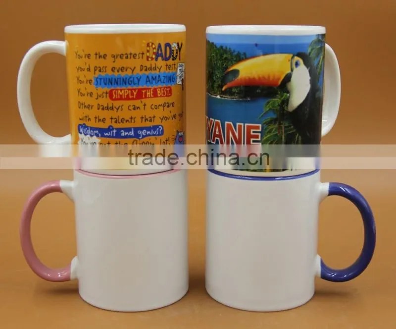 Blank sublimation mug or color handle sublimation mug