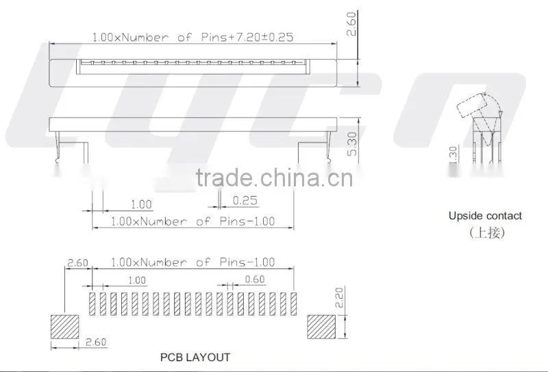 FPC/FFC Connector Pitch 1.00mm SMT Type/Upside Contact