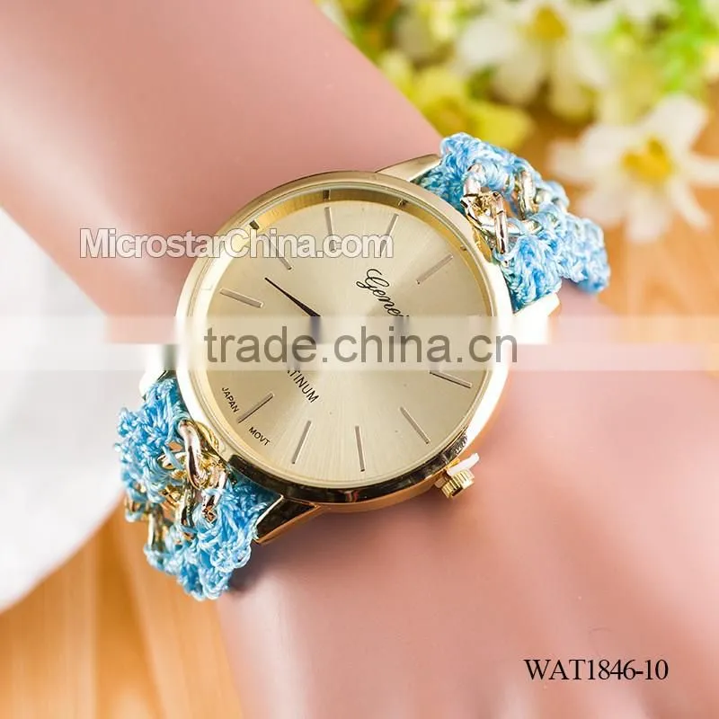 DIY hand made woven chain woomen watch bracelet