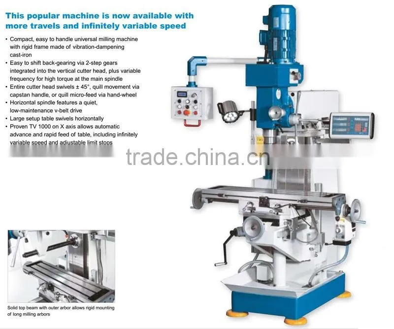 Universal Milling Machine VHF1.1 with more travels and infinitely variable speed