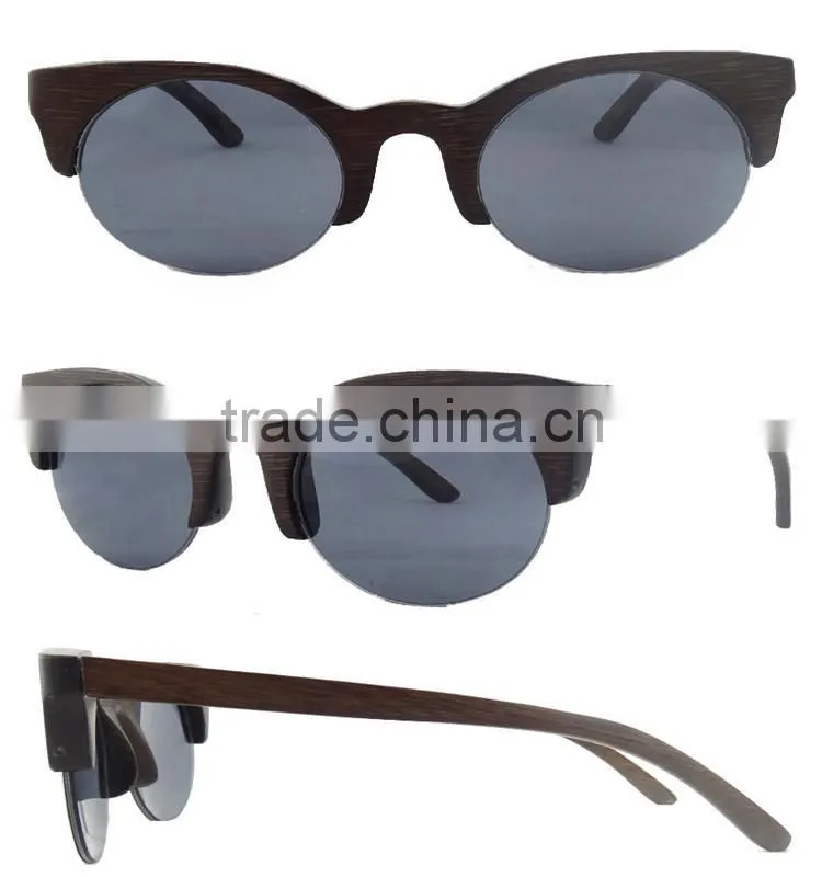 Individualized Eco-friendly Semi- Rimless Wood Sunglasses