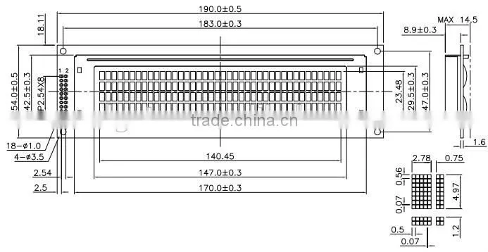 40X4 character LCD for medical facilities