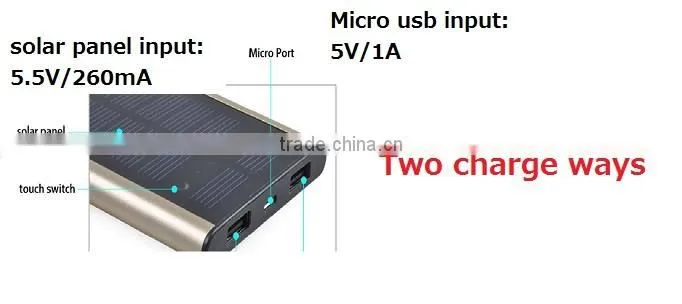 8000mah factory supply hiking solar charging external mobile battery for digital product series