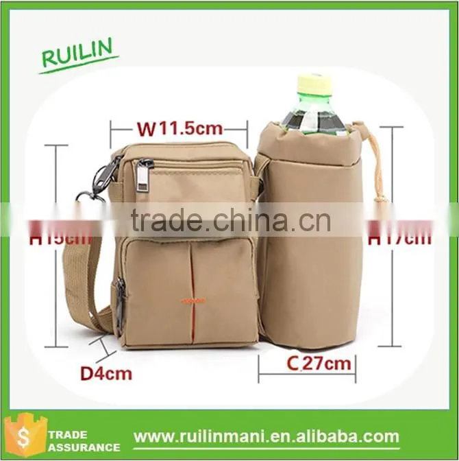 Removable mens waist bag with bottle sleeve combination