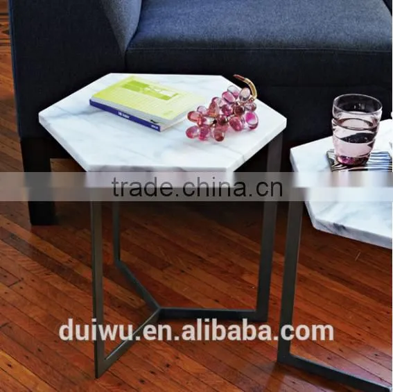 Home furniture living toom marble table top mtetal base movable side table