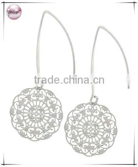 Gold Tone Thin Metal Round Dangle Earring Set