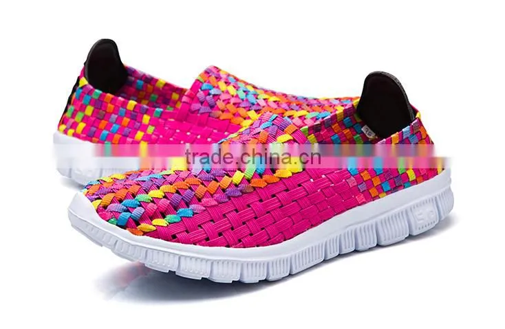 Fashion woven elastic comforable handmade shoe sport shoe