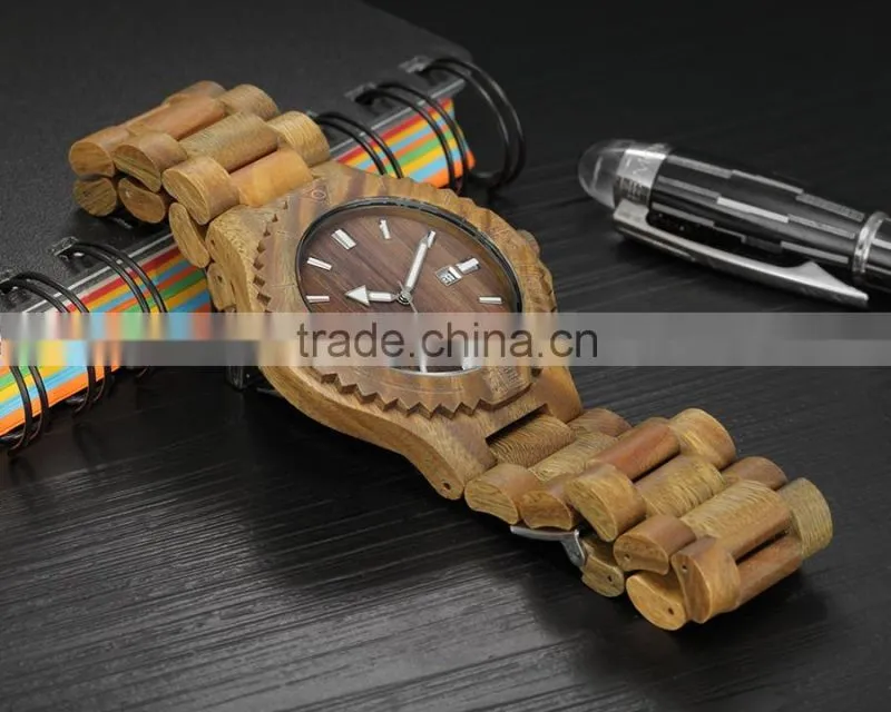 2016 Fashion quartz bamboo wood watch mens wooden watches