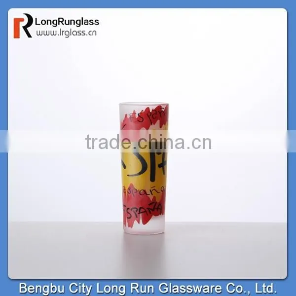 LongRun 40ml small capacity clear drinking glass& shot wine glass cup added beautiful decal