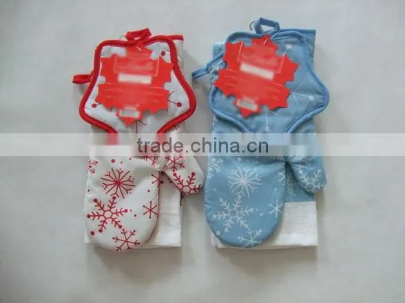 Christmas printed kitchen apron set with pot holder and oven mitts china suppliers
