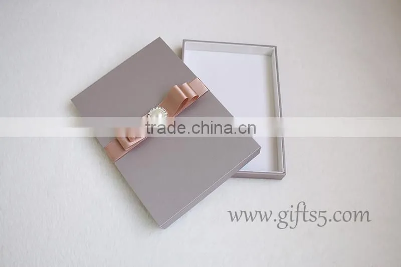 Custom Handmade wedding invitation box with pearl