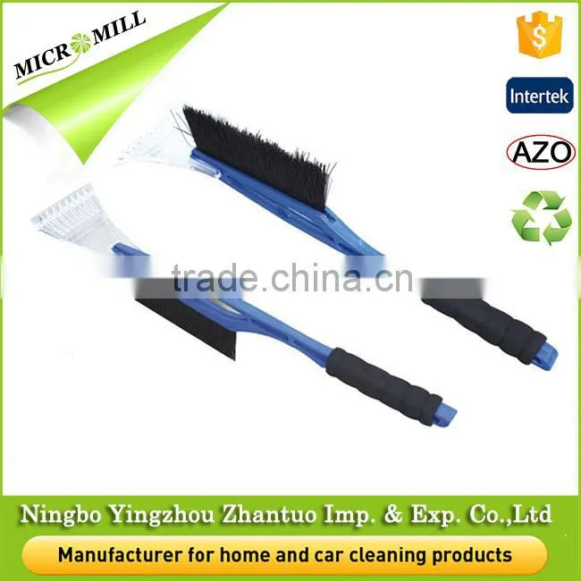 Red PP PVC soft bristle plastic mini snow brush with ice scraper