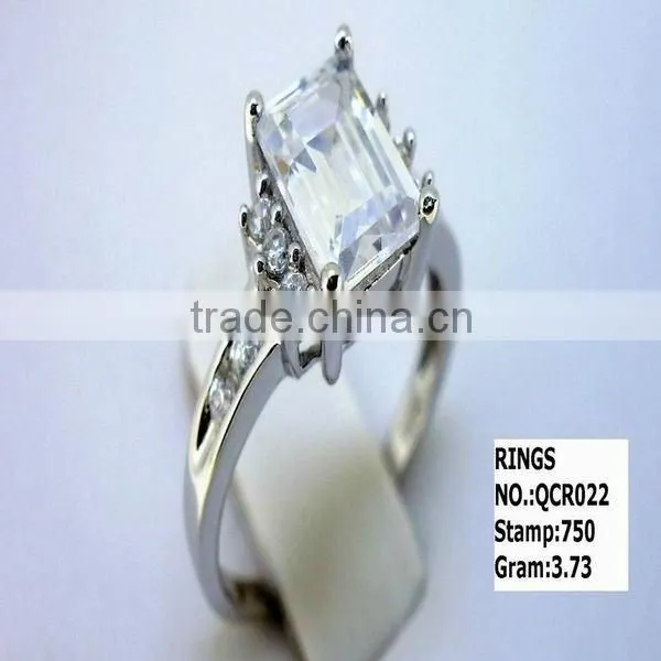 925 sterling silver ring with quality cz rhodium plating QCR021