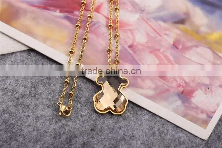Champagne !Charming ! Fashion design ! latest gold chain big stone bear necklace