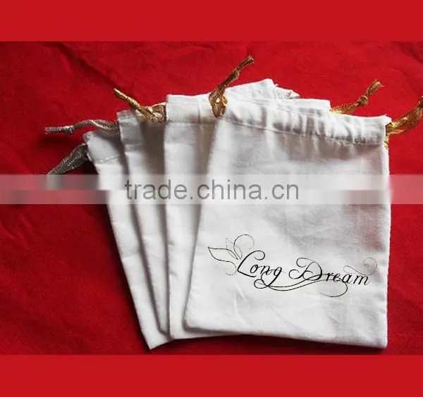 cotton jewelry pouches with blue drawstring