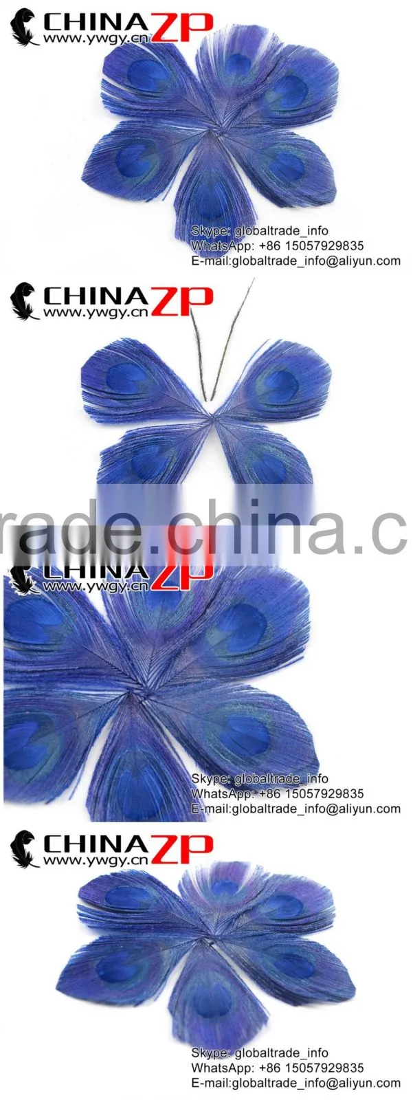 Gold Supplier ZPDECOR Bulk Sale Top Dyed Royal Blue Trimmed Peacock Feathers Eyes for Decoration