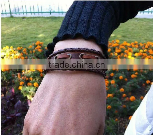 retro cow hide punk style simple mens braided bracelets for sale