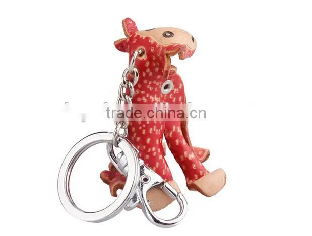 animals leather animal keychain with metal keychain keyring cheap leather keychain