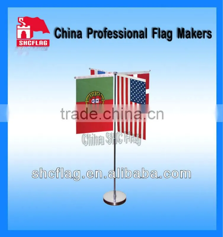 custom national table top flag with metal base and stick