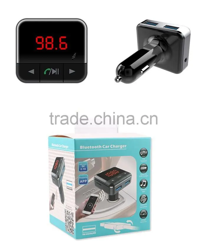 BC12 Dual USB Car Charger Bluetooth FM Transmitter Kit with APP Function, Support LCD Display / TF Card Music Play / Hands-free