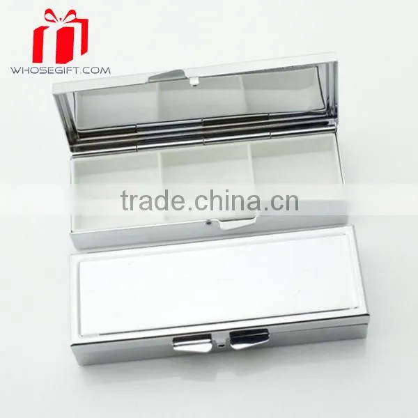 Wholesale Logo Printed 3 Case Round Metal Pill Box With Mirror