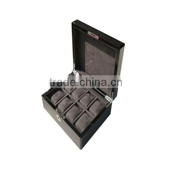 Custom made carbon fiber finishing 8 slots luxury wooden watch box