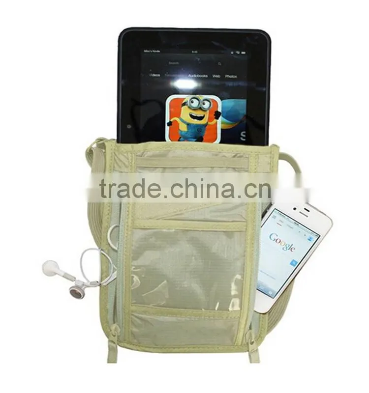 Fashionable new design holder hidden RFID neck wallet for travel 2016