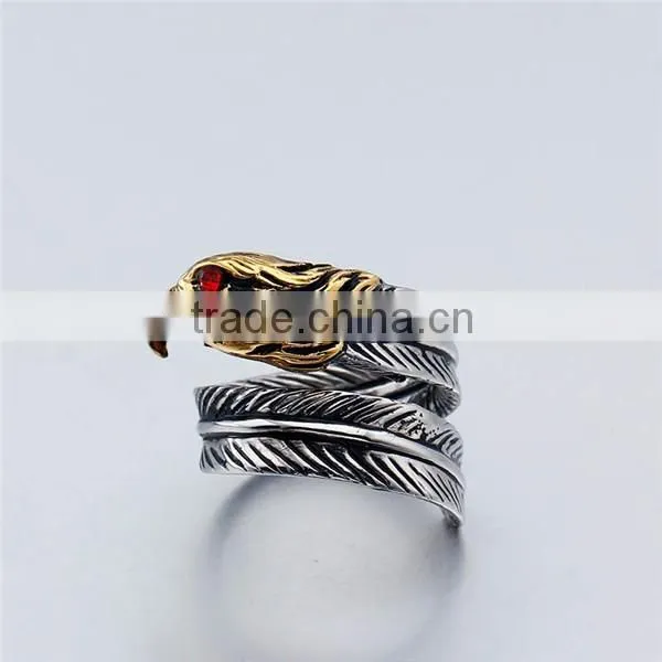 gold head gothic smart custom surgical stainless steel eagle ring